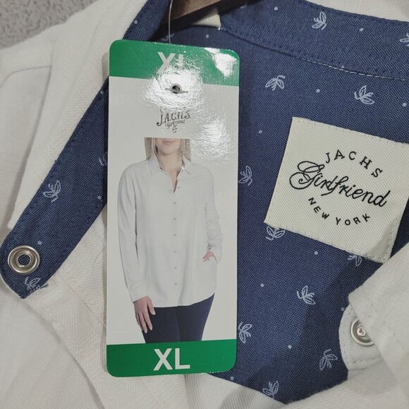 NEW Jachs Girlfriend Womens White Long Sleeve Button-Up Shirt Size XL H602 - Picture 7 of 10